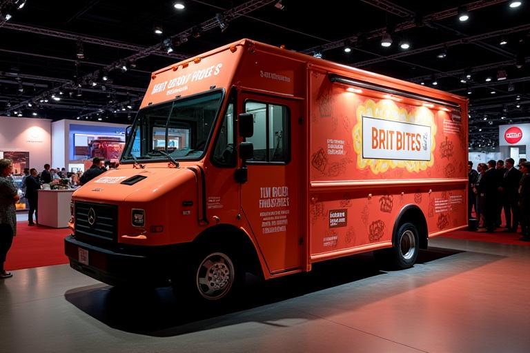 Corporate event with Brit Bites truck wrapped in company branding